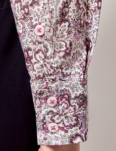 Pink & Brown Abstract Clover Cotton Semi-Fitted Shirt-preview4