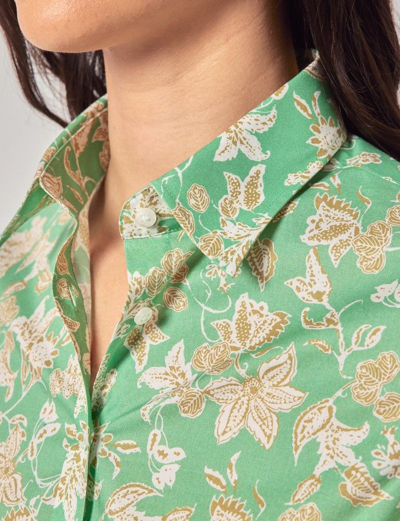 Semi-Fitted Green & White Floral Shirt-preview
