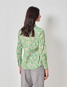 Semi-Fitted Green & White Floral Shirt