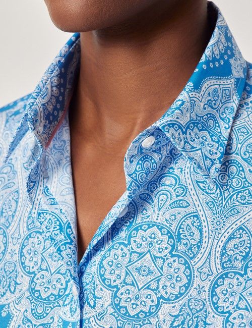 Blue & White Two Tone Paisley Cotton Semi-Fitted Shirt-preview