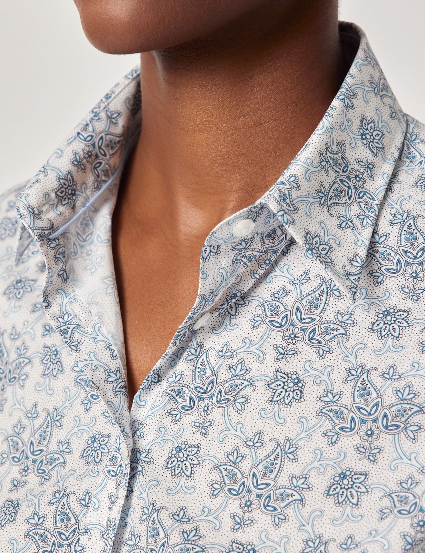 Semi-Fitted White & Blue Paisley Shirt-preview