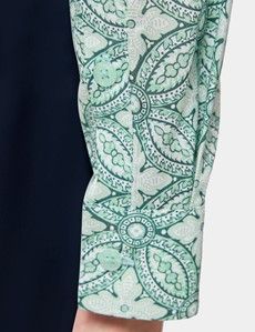 Semi-Fitted Green & White Floral Geo Shirt