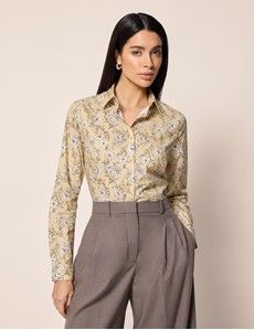 Semi-Fitted Yellow & White Floral Shirt