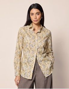 Semi-Fitted Yellow & White Floral Shirt