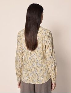 Semi-Fitted Yellow & White Floral Shirt