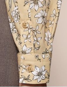 Semi-Fitted Yellow & White Floral Shirt