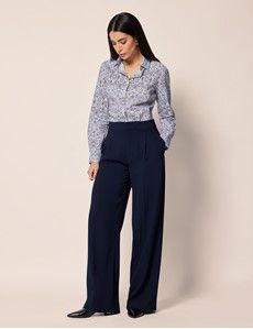 Semi-Fitted White & Purple Paisley Shirt