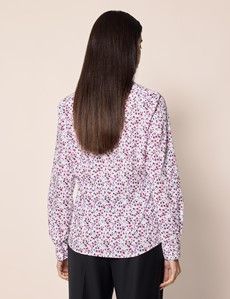 Semi-Fitted White & Wine Floral Shirt