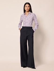 Semi-Fitted White & Wine Floral Shirt