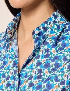 Semi-Fitted Blue & Green Floral Shirt