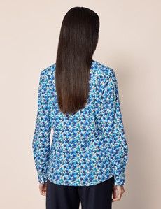 Semi-Fitted Blue & Green Floral Shirt