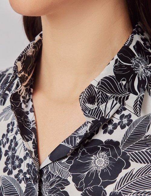 Cream & Black Floral Semi-Fitted Cotton Shirt-preview