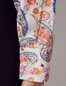 Semi-Fitted Cream & Pink Paisley Shirt