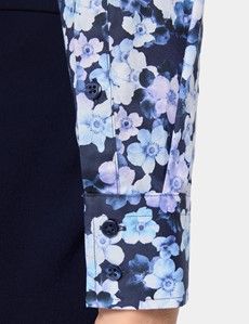 Semi-Fitted Navy & Purple Floral Shirt