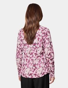 Semi-Fitted Burgundy & White Floral Shirt