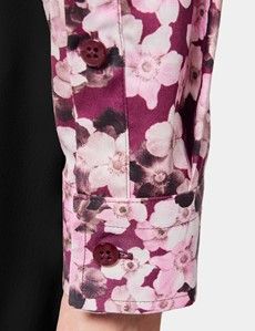 Semi-Fitted Burgundy & White Floral Shirt