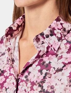 Semi-Fitted Burgundy & White Floral Shirt