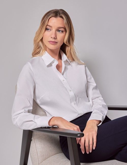 110th Anniversary White Cotton Semi-Fitted Shirt