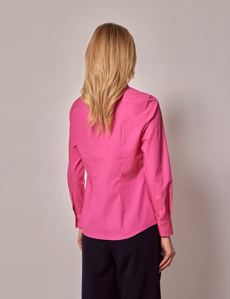 Women's Pink Semi-Fitted Cotton Shirt | Hawes & Curtis