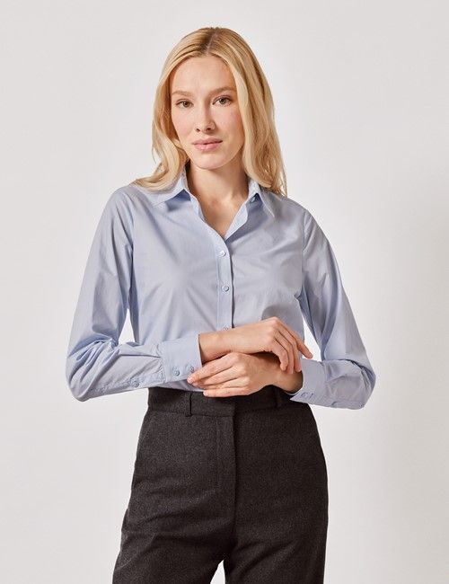 Blue Semi-Fitted Shirt - Contrast Detail