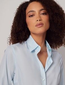 Semi-Fitted Light Blue Shirt - Contrast Detail