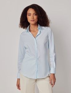 Semi-Fitted Light Blue Shirt - Contrast Detail