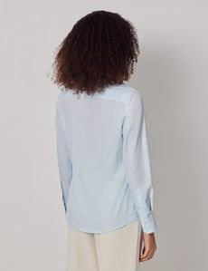 Semi-Fitted Light Blue Shirt - Contrast Detail