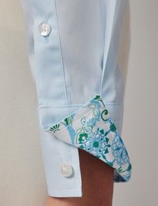 Semi-Fitted Light Blue Shirt - Contrast Detail