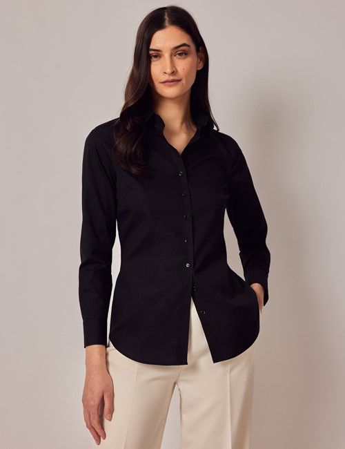 Black Semi Fitted Cotton Shirt