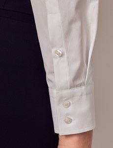 White Poplin Cotton Semi-Fitted Shirt-preview3
