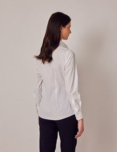 White Poplin Cotton Semi-Fitted Shirt-preview2