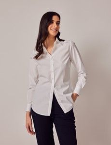 White Poplin Cotton Semi-Fitted Shirt-preview4