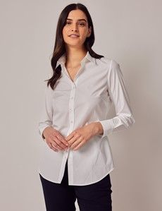 White Poplin Cotton Semi-Fitted Shirt-preview5