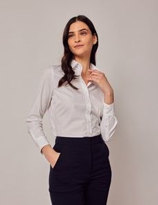 White Poplin Cotton Semi-Fitted Shirt