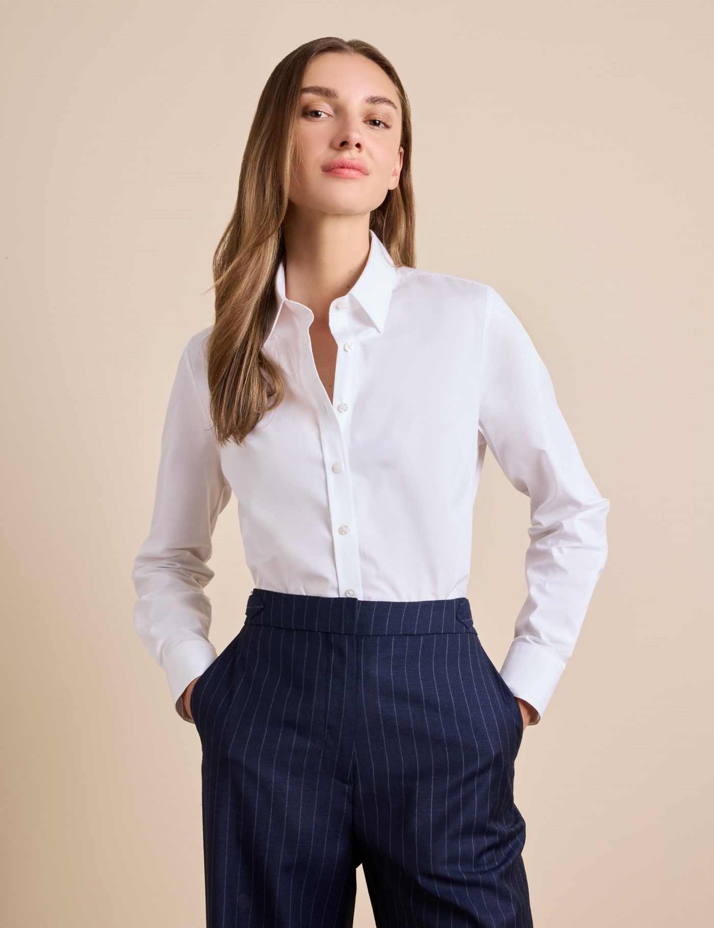white women's dress shirt Coolmax Machine Washable / Easy All American Clothing Co. -