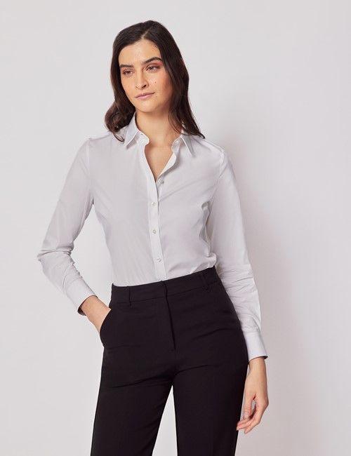 White Semi-Fitted Shirt - Contrast Detail
