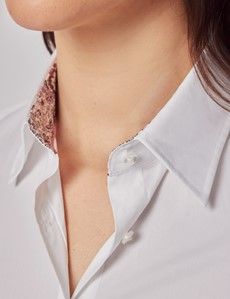 Semi-Fitted White Shirt - Contrast Detail