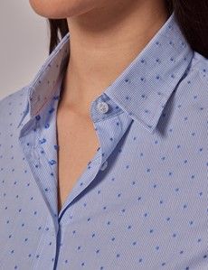 Blue Striped Dobby Stars Semi-Fitted Cotton Shirt-preview1