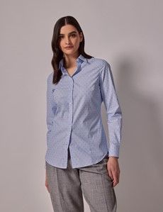 Blue Striped Dobby Stars Semi-Fitted Cotton Shirt-preview2