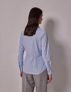Blue Striped Dobby Stars Semi-Fitted Cotton Shirt-preview4