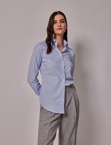 Blue Striped Dobby Stars Semi-Fitted Cotton Shirt-preview5
