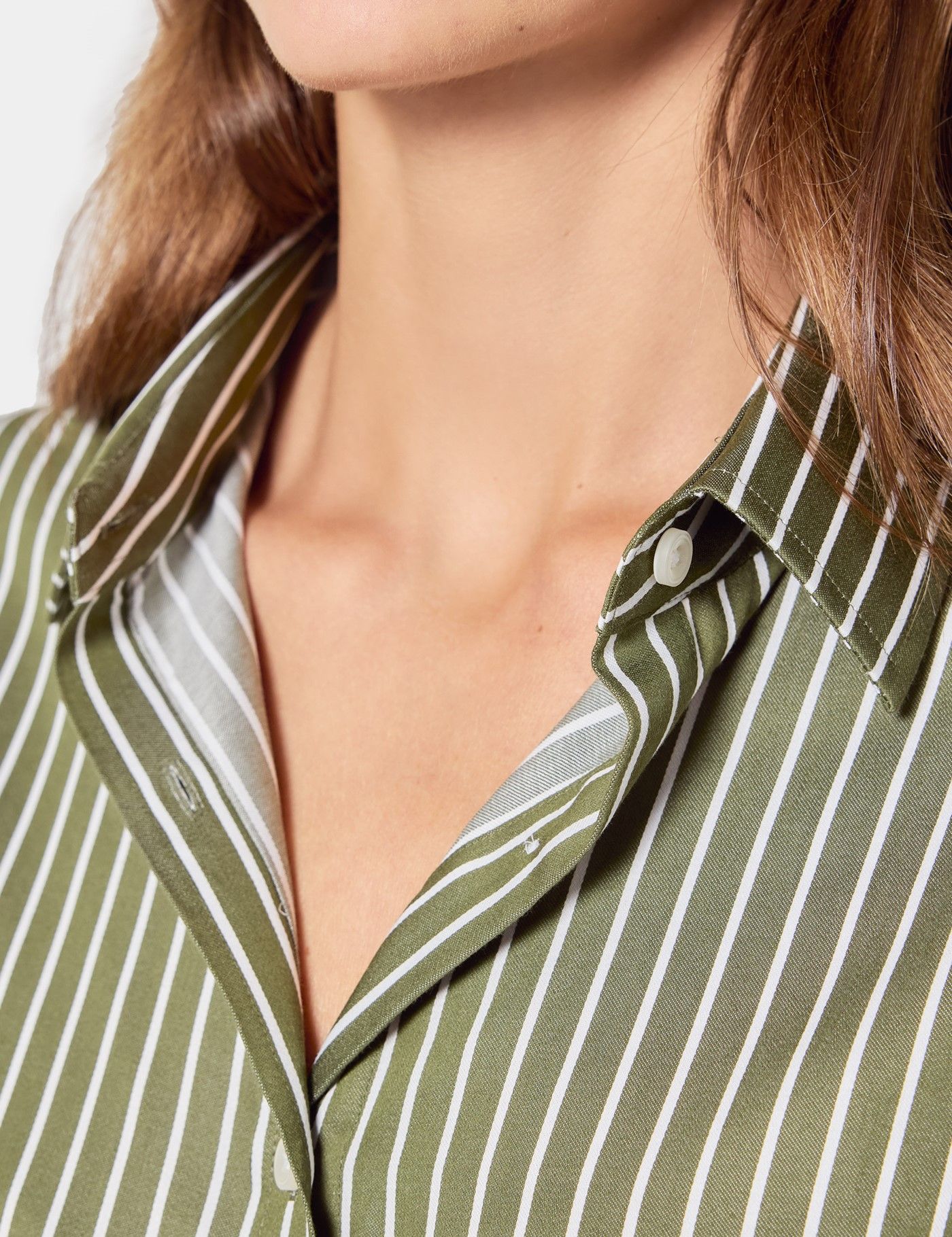 Semi-Fitted Green & White Bengal Stripe Executive Shirt-preview