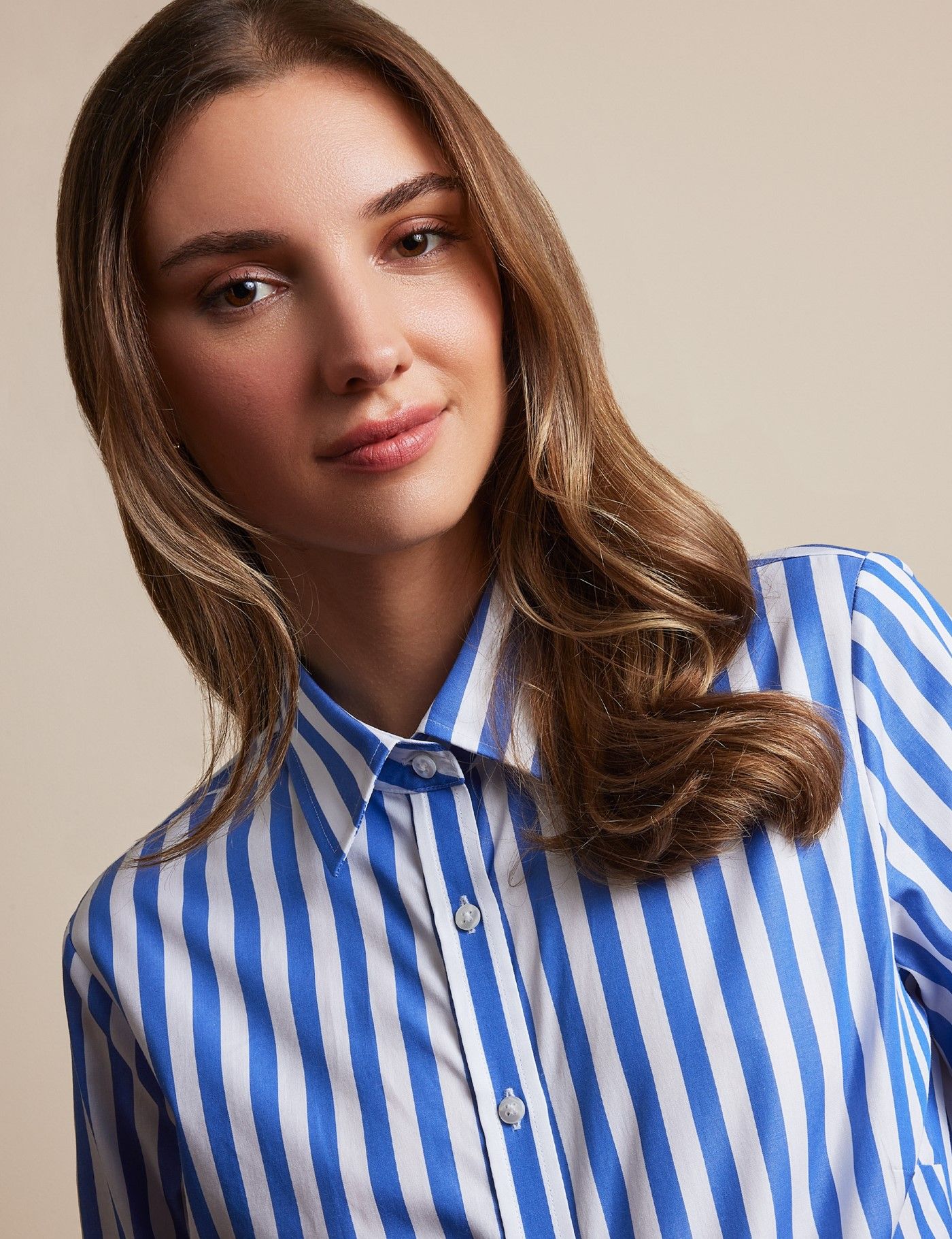 Blouse White Shirt For Women Women's Modern Fit Dress Shirt In Blue Stripe  XL