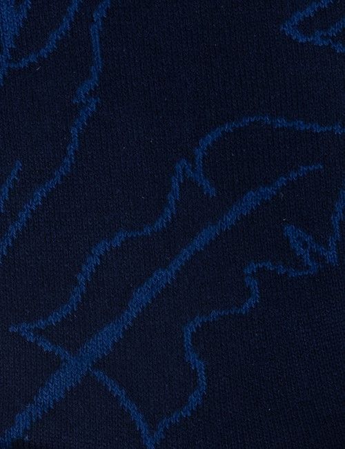 Blue Tonal Leaf Print Cotton Socks-preview