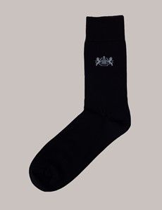 3 Pack Black Crest Cotton Socks