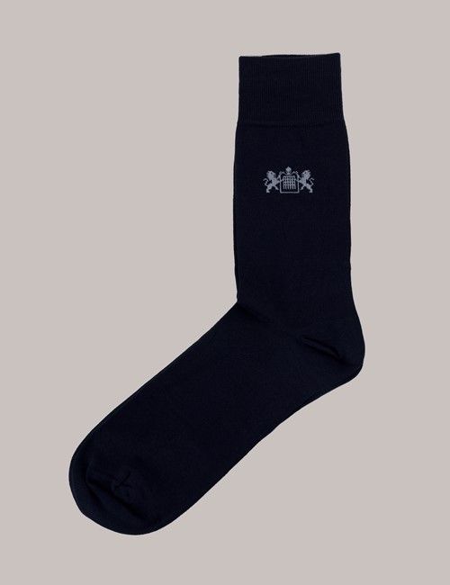 3 Pack Navy Crest Cotton Socks