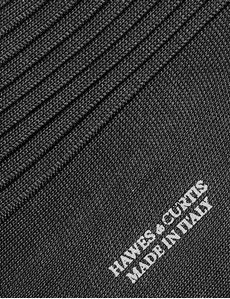 Grey Plain Ribbed Cotton Socks