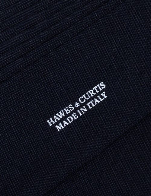 Men's Navy Plain Ribbed Cotton Socks-preview
