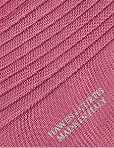 Men's Pink Plain Ribbed Cotton Socks