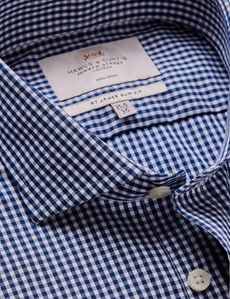 Slim Fit Navy & White Gingham Plaid Non-Iron Shirt